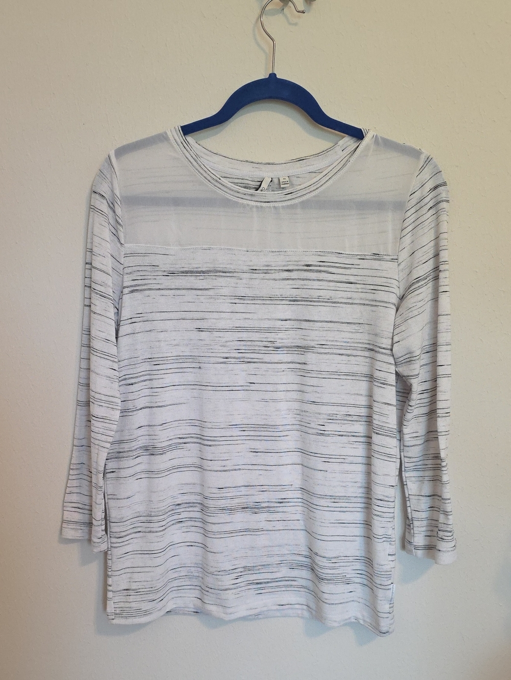 Calvin Klein Jeans White and Black Marled Long-Sleeve Tee